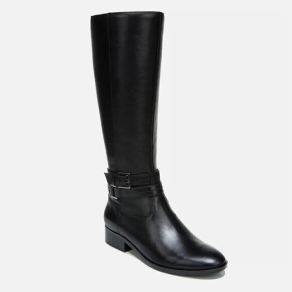 Naturalizer Reid Black Leather Flat Riding Boots Women's Size